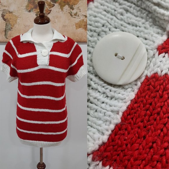 Vtg 60s knit striped polo shirt - Honors brand - Picture 2 of 11